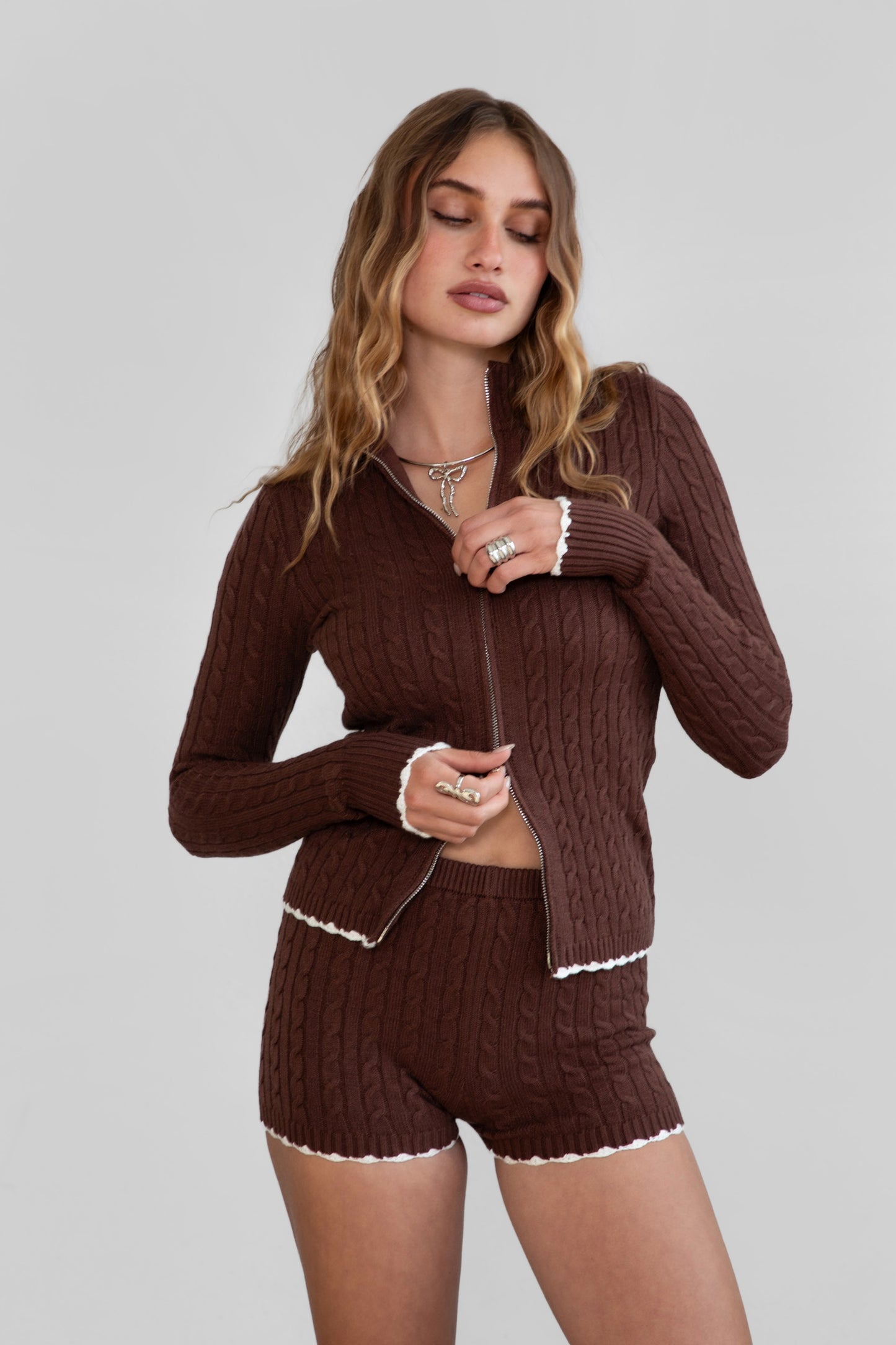 Teddy Cable Knit Two Piece Set